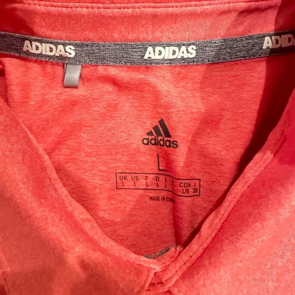 ADIDAS MENS CORAL ORANGE LARGE DRI FIT POLO SHIRT BEARS BEST LOGO